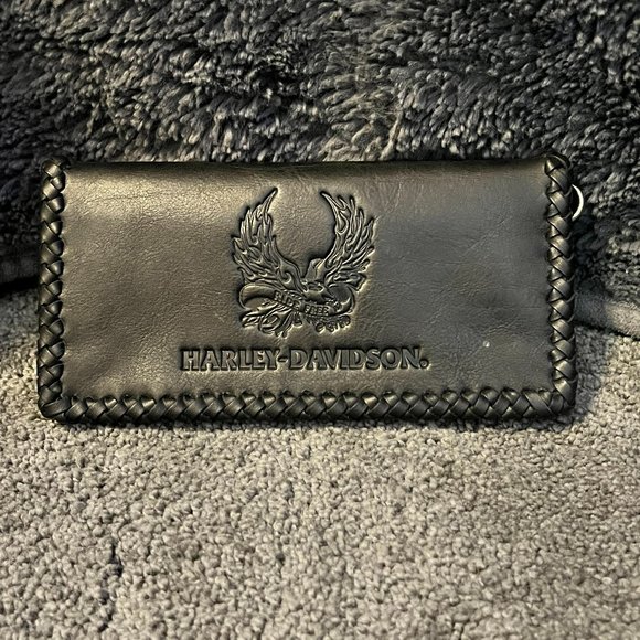 HARLEY DAVIDSON MEN'S TRUCKER LEATHER WALLET
